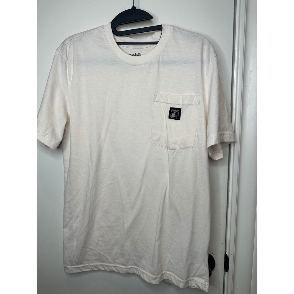 Machine Push The Limit Mens Small Cream Pocket T-Shirt Short Sleeve Tee